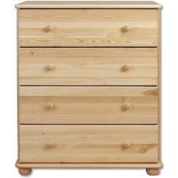 Komoda 4 zásuvky DN110 borovice masiv 80x100x47 cm NELAKOVANÁ
