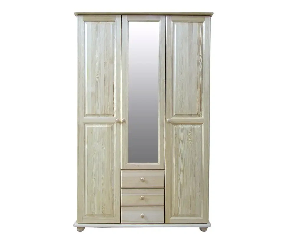 Šatní skřín WOOD 41B se zrcadlem , šatní tyčí a policemi masiv - 125x60x195 cm