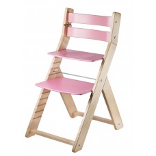 Jídelní rostoucí židle SANDY -M01 natur/růžová s ergonomický sedákem