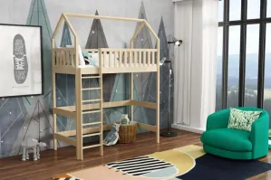 Vyvýšená patrová postel 14 80x200 cm borovice masiv - více odstínů