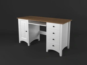 Dřevěný psací stůl bílý DT 32 borovice masiv 140x75x60 cm