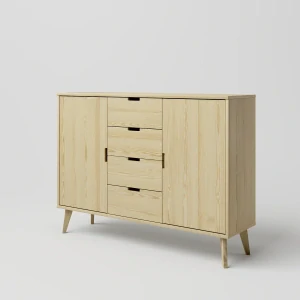 Moderní dřevěná komoda DT SCANDIA 1 borovice masiv - šířka 142,5 cm