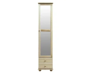Šatní skříň se zcadlem , šuplíky a policemi WOOD 37B masiv - 45x60x195 cm
