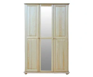 Šatní skřín WOOD 42B se zrcadlem, šatní tyčí a policemi masiv - 125x60x195 cm