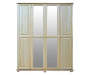 Šatní skřín WOOD 44B se zrcadly a šatní tyčí masiv - 165x60x195 cm