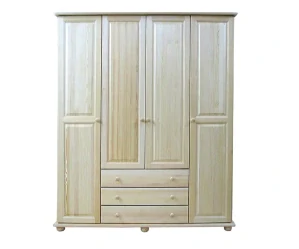 Šatní skřín WOOD 45A šatní tyčí a policemi masiv - 165x60x195 cm