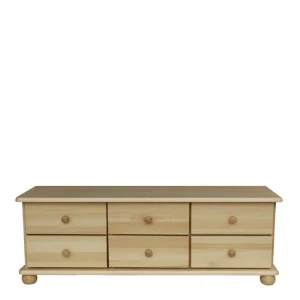 Dřevěná komoda WOOD 52 borovice masiv 125x43x42 cm