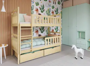 Patrová postel Monika 80x180 cm s úložným prostorem borovice masiv