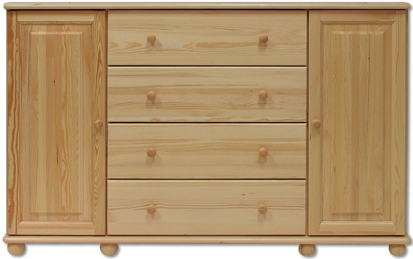 Dřevěná komoda 4 šuplíky + 2 dvířka DN123  156x100x47 cm