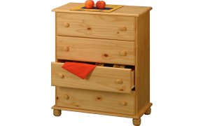 Komoda - borovice masiv 4 zásuvky - šířka 80 cm