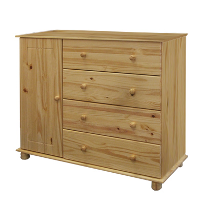 Komoda  8016 - borovice masiv, lakovaná - šířka 121 cm