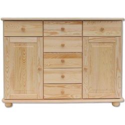 Dřevěná komoda DN153 borovice masiv 125x92x42 cm