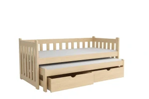 Postel WOOD-V 002 s přistýlkou a úložným prostorem 90x200 cm - více odstínů