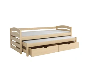 Postel WOOD-V 012 s výsuvným lůžkem 90x200  cm masiv - více odstínů