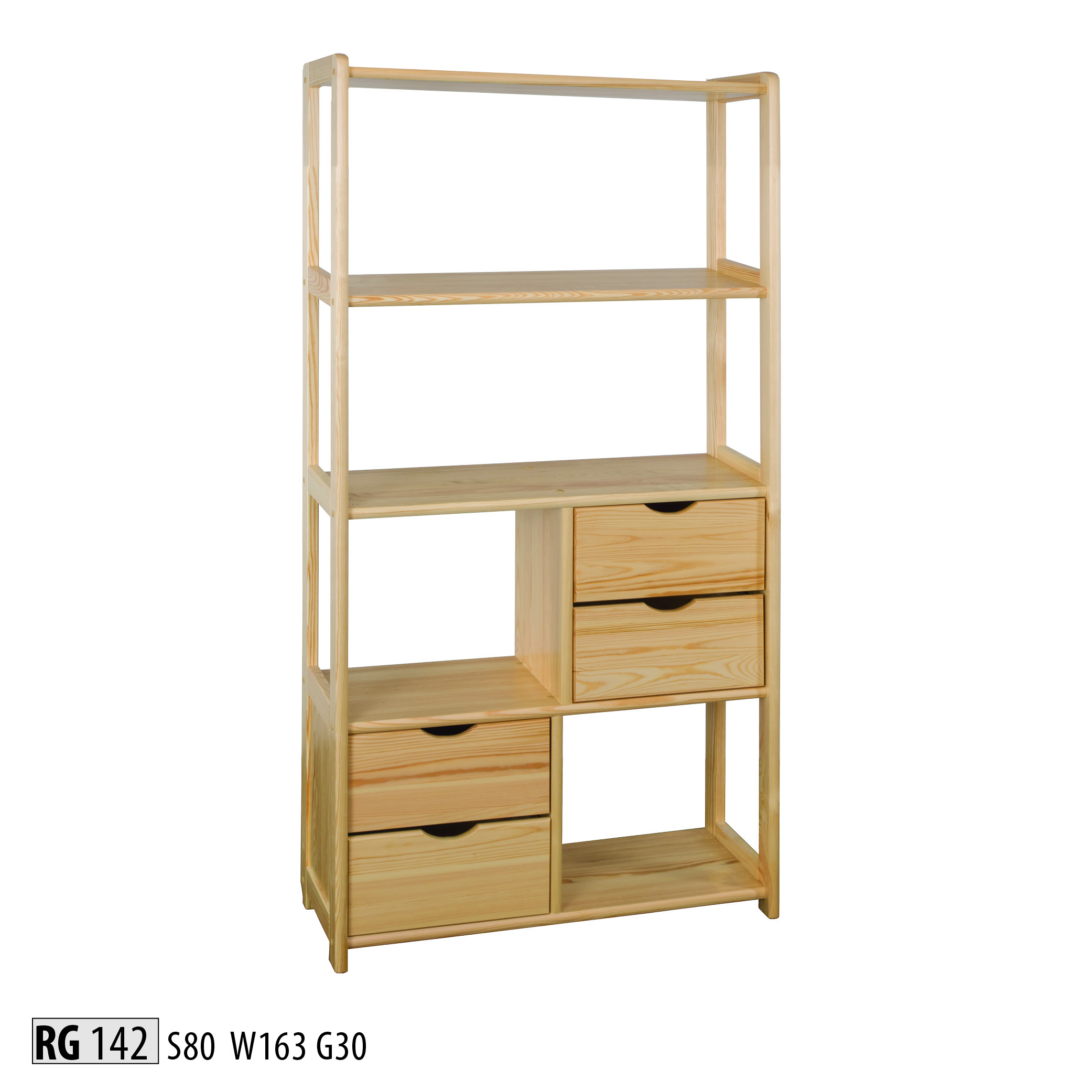 Regál DN142 borovice masiv - výška 163 cm