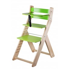Jídelní rostoucí židle LUCA -L-02 natur lak/ zelená -ergonomický sedák