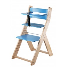 Jídelní rostoucí židle LUCA -L-03 natur lak/ modrá -ergonomický sedák