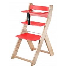 Jídelní rostoucí židle LUCA -L-04 natur lak/ červená -ergonomický sedák