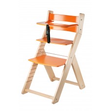 Jídelní rostoucí židle LUCA -L-05 natur lak/ oranžová -ergonomický sedák