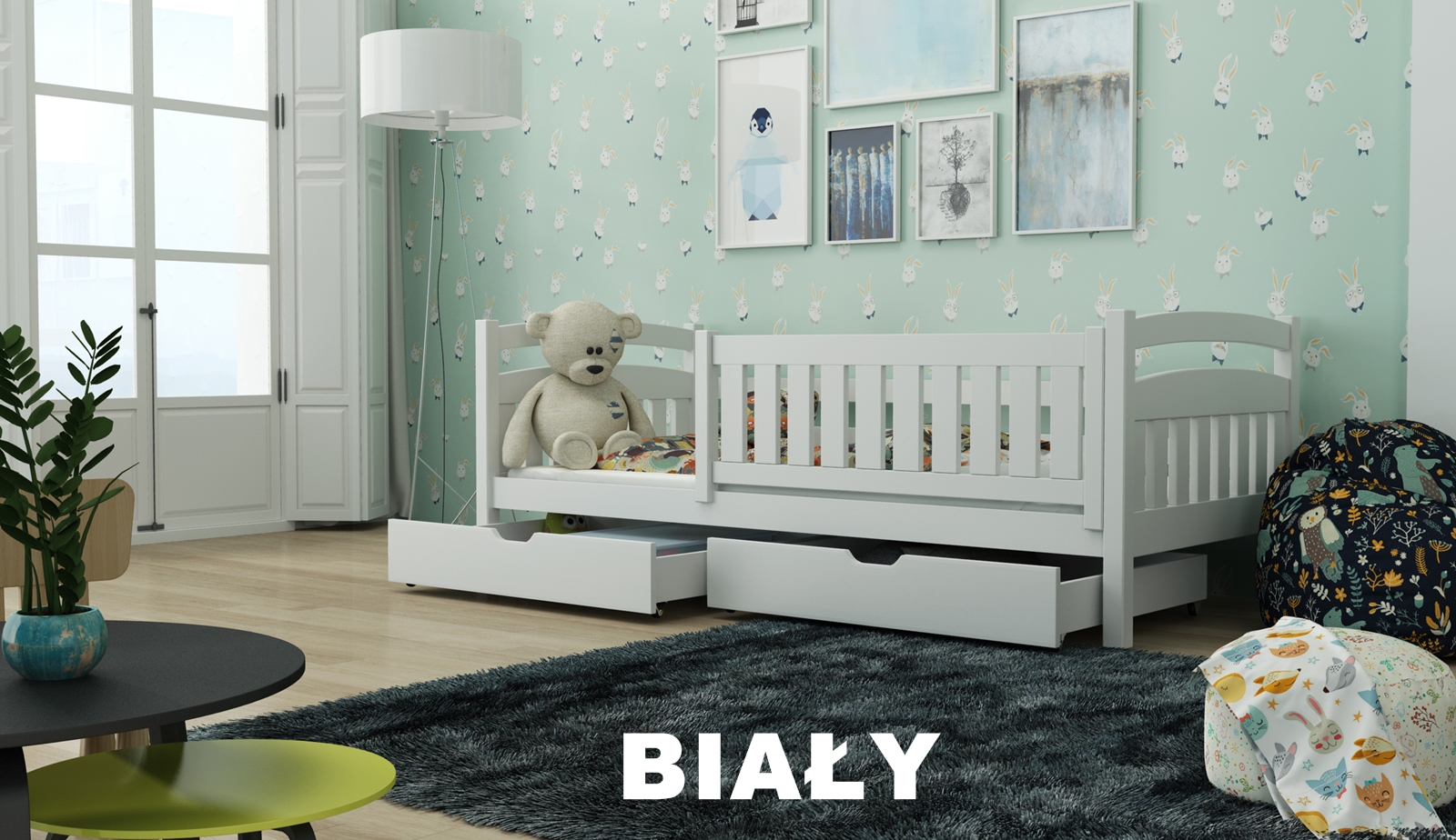 Postel TERRY s úložným prostorem 80x180 cm masiv BÍLÁ
