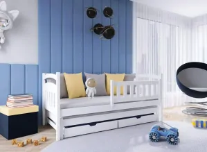 Dřevěná postel GALAXY s výsuvným lůžkem a úložným prostorem 90x200  cm - více odstínů