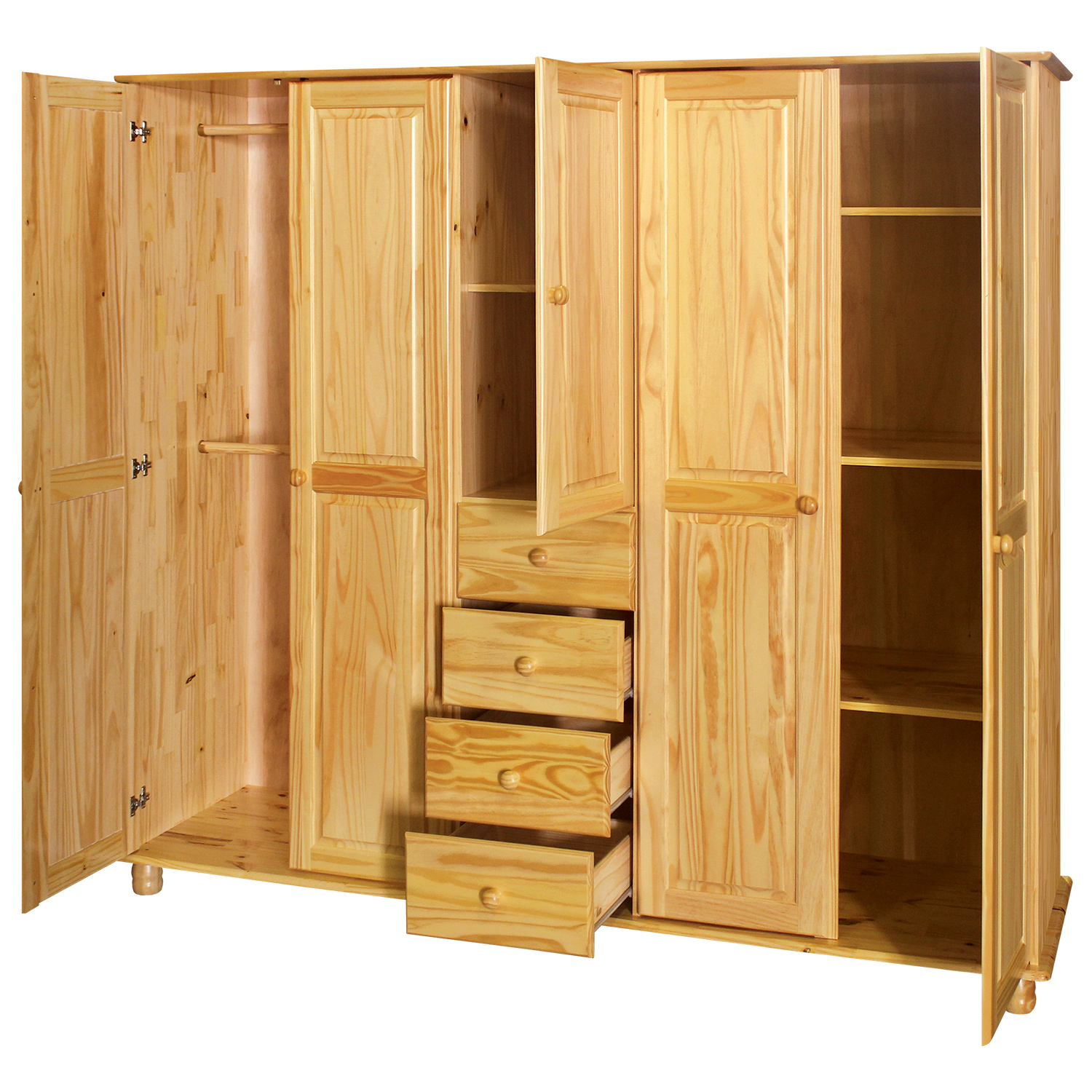 Šatní skříň 5 dvéřová  lakovaná - šířka 194 cm