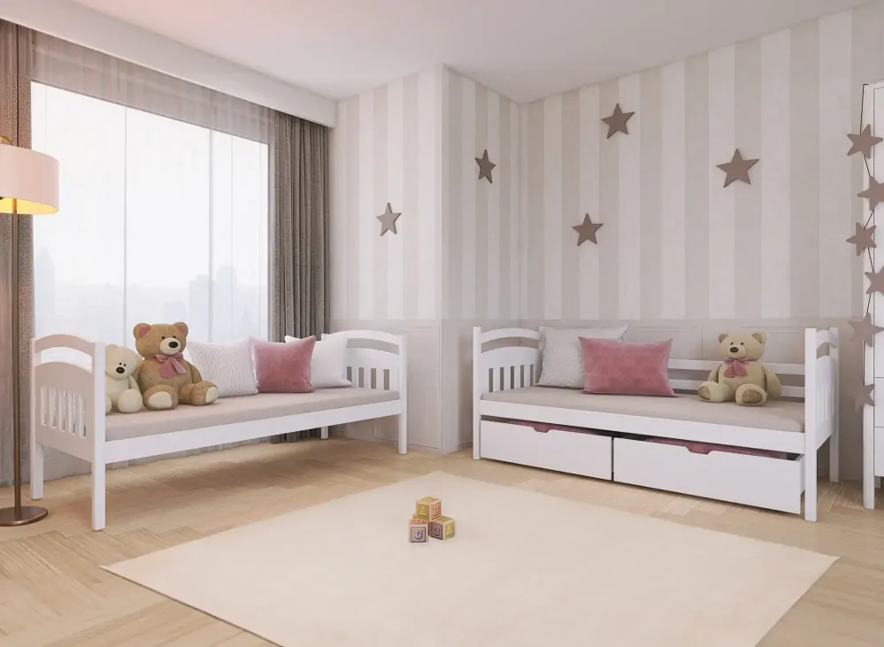 Patrová postel Gábi 80x180 cm s úložným prostorem borovice masiv