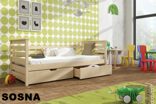 Postel EXO s úložným prostorem 90 x 200 cm masiv  - VÍCE ODSTÍNŮ